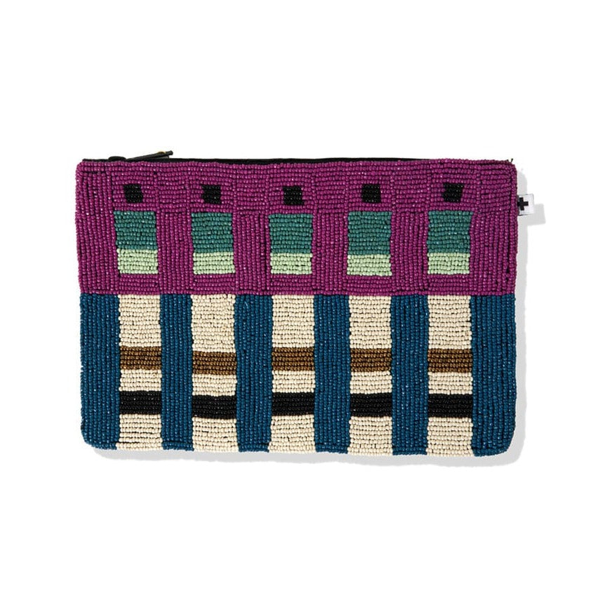 Annabella Basketweave Beaded Clutch Multicolor Bag