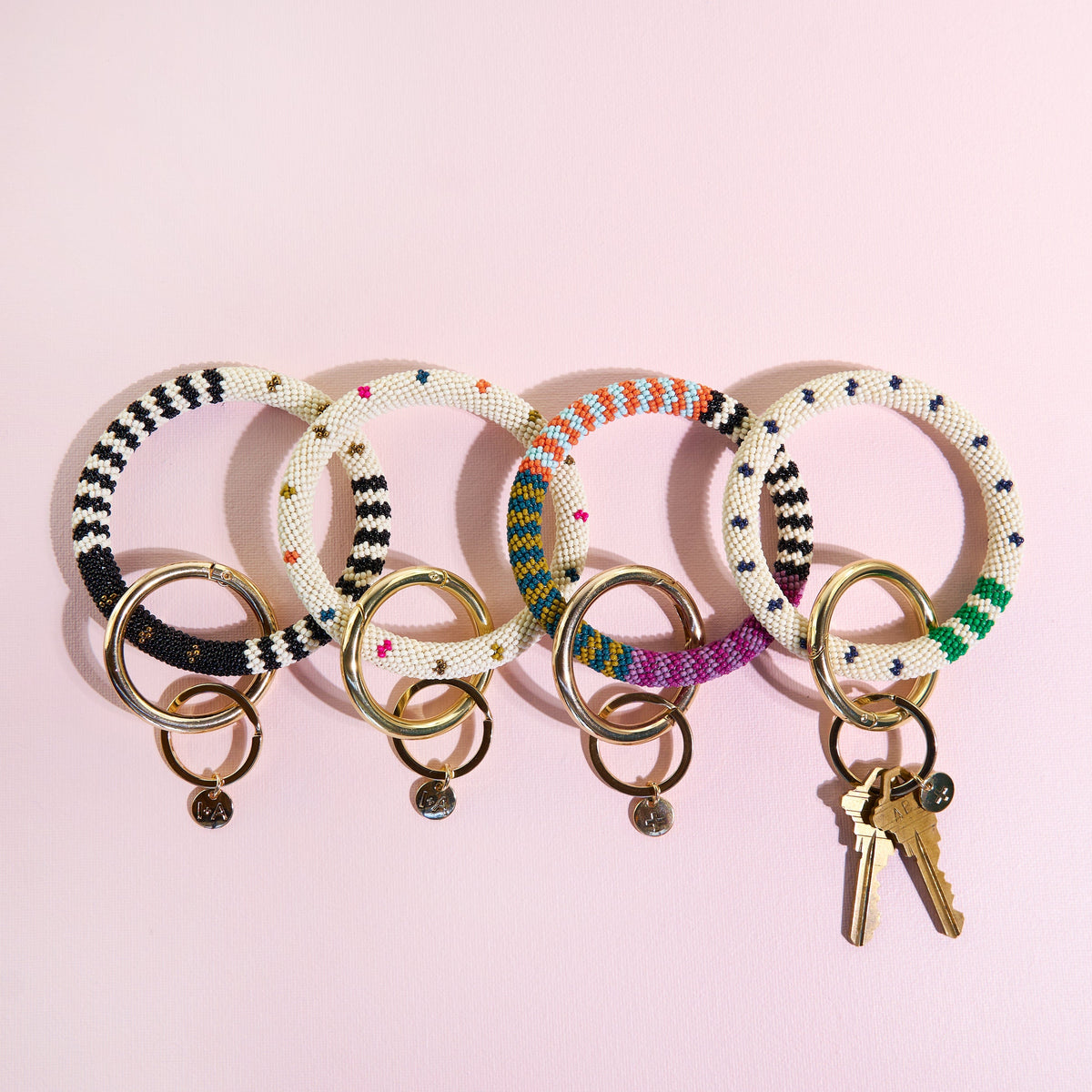 Chloe Stripes Beaded Key Ring Bracelet Black and White – INK+ALLOY LLC