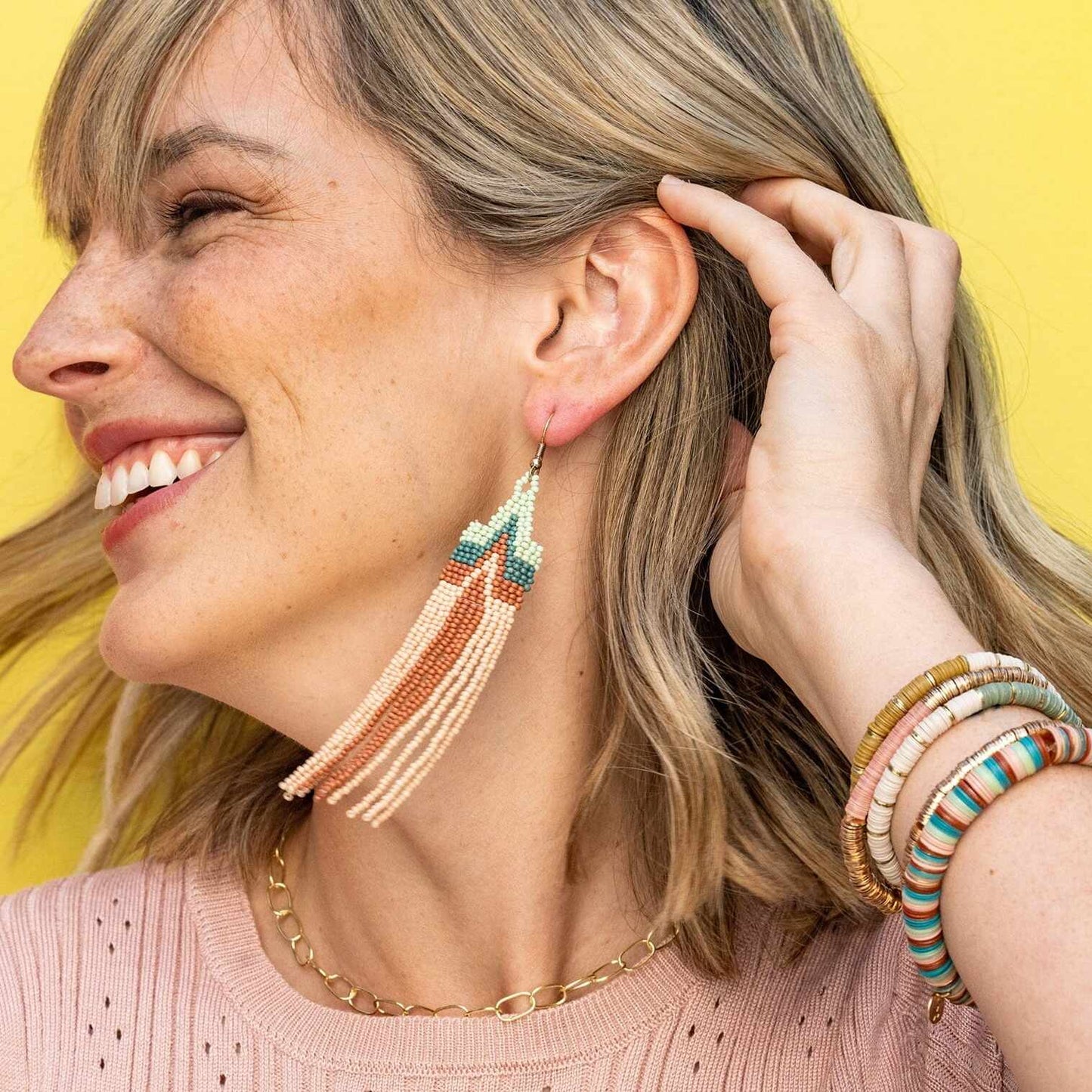 Danielle Peak Beaded Fringe Earrings Desert Earrings