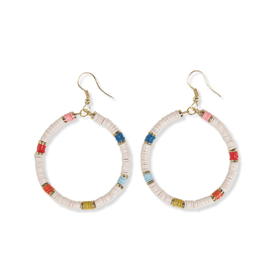 Fonda Stripe on Cream Hoop Earrings Multicolor Earrings
