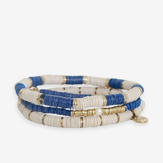 Grace Game Day Sequin Bracelet Stack of 3 Blue and White Bracelet