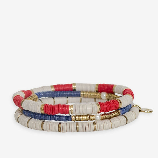Grace Game Day Sequin Bracelet Stack of 3 Red White and Blue Bracelets