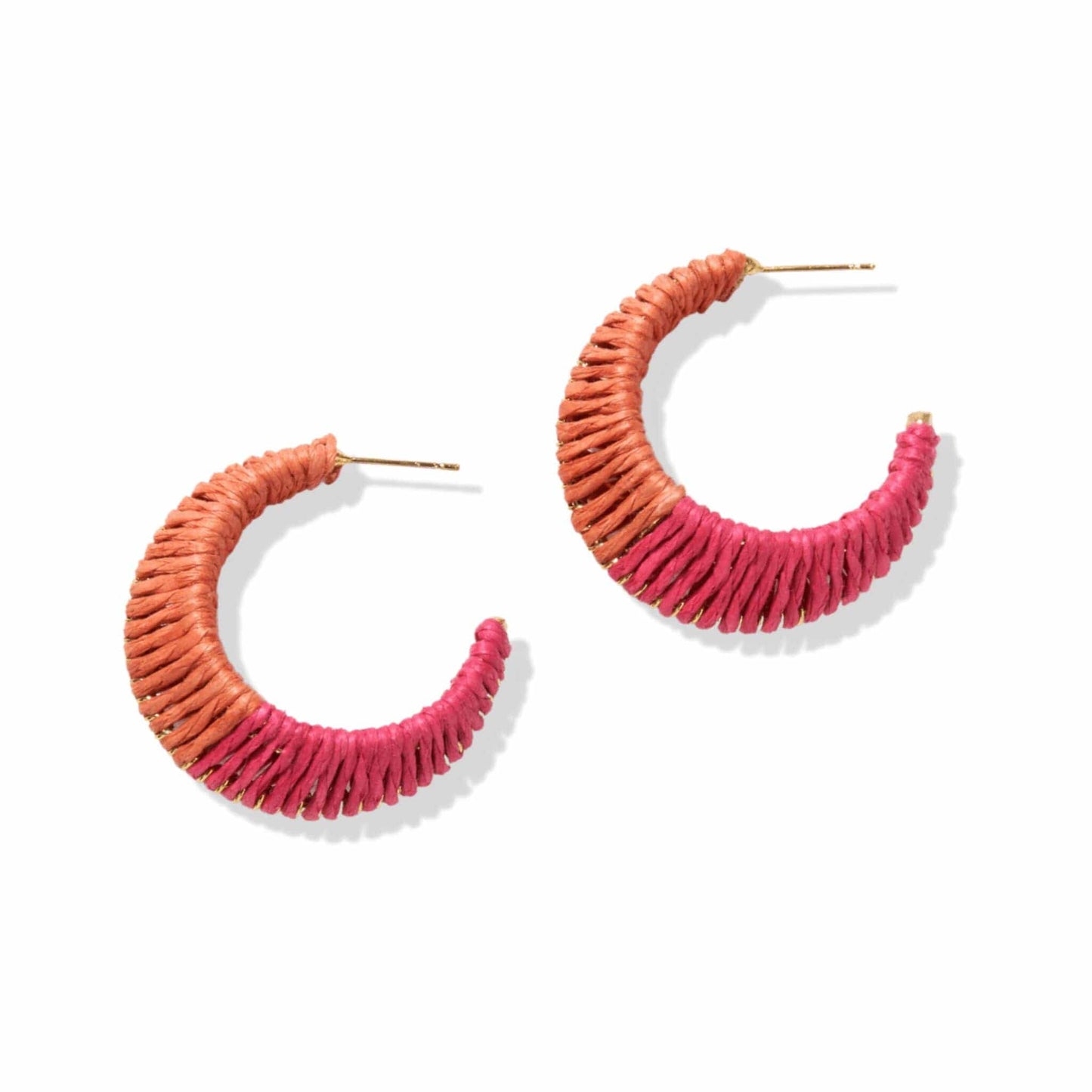 Harper Color Block Hoop Earrings Coral and Hot Pink Earrings