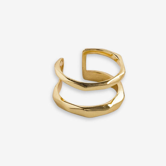 Jackie Forged Double Band Brass Ring - Size 7
