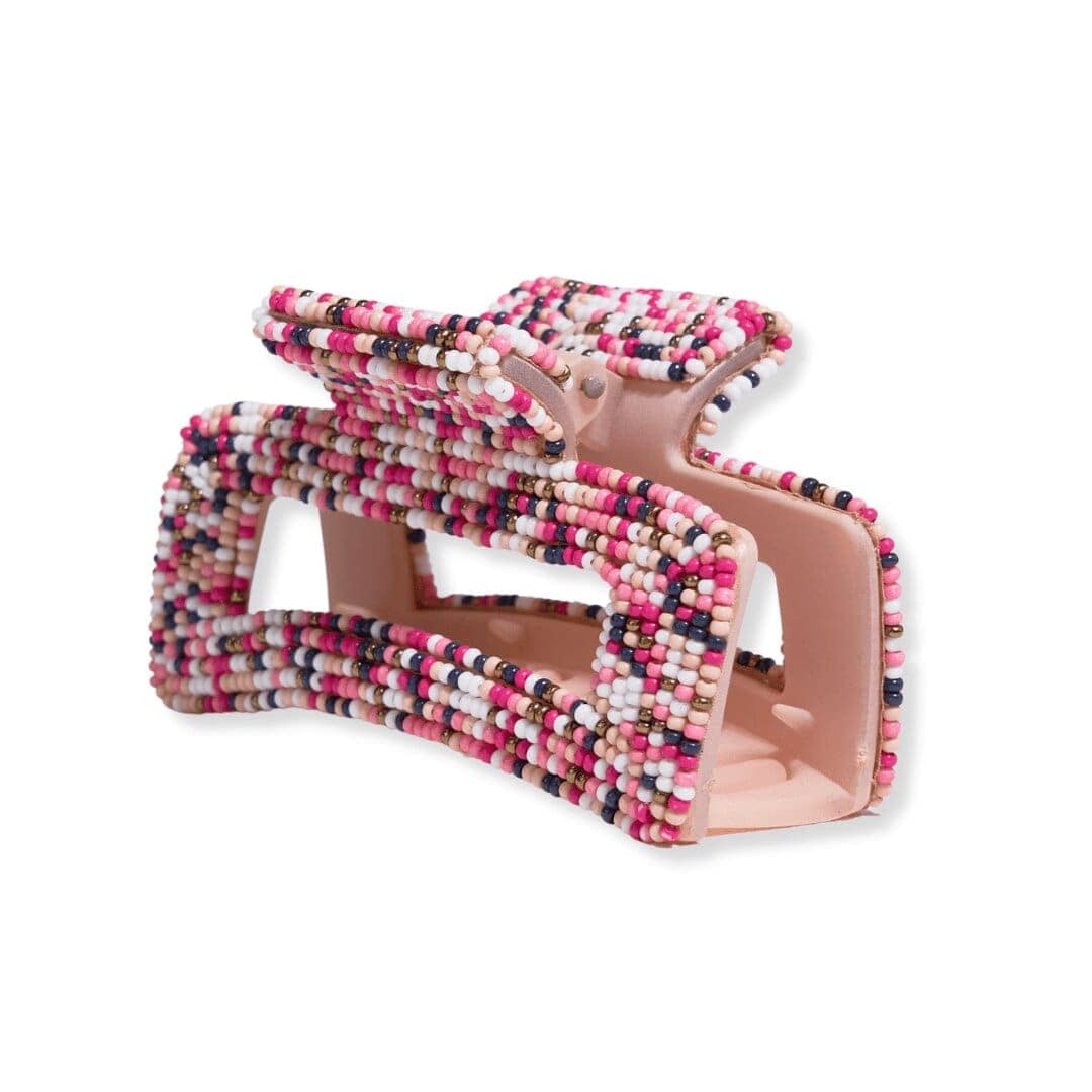 Lola Confetti Beaded Hair Claw Clip Hot Pink Hair Accessory