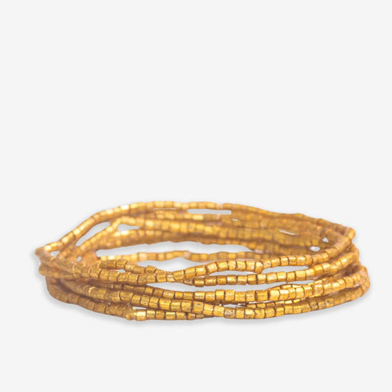 Macy Six Strand Luxe Beaded Bracelet Set Gold