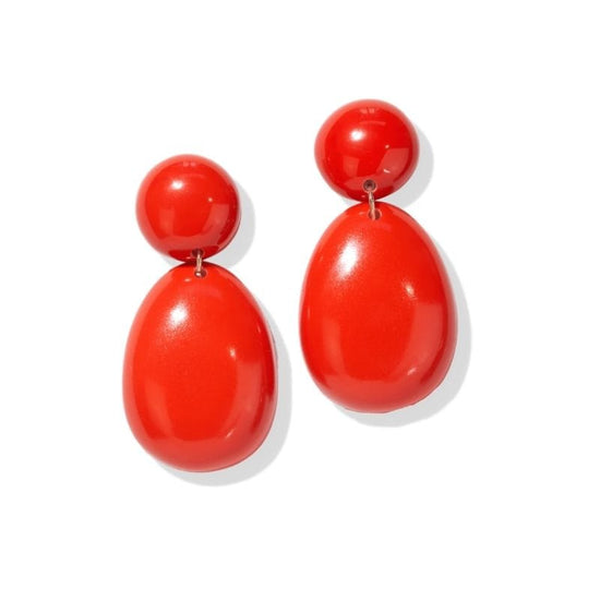 Red Resin Drop Post Earrings Earrings