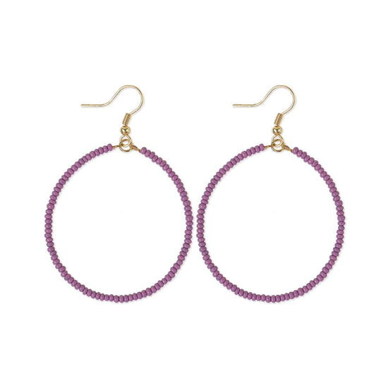 Ruby Solid Beaded Hoop Earrings Lilac Earrings