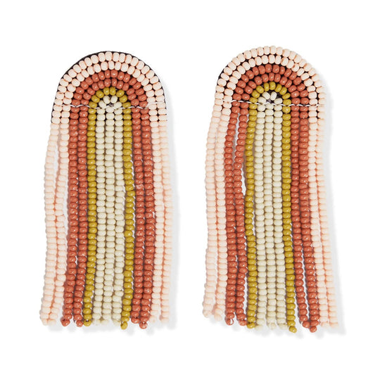 Skylar Rainbow Stripe Beaded Fringe Earrings Desert Earrings