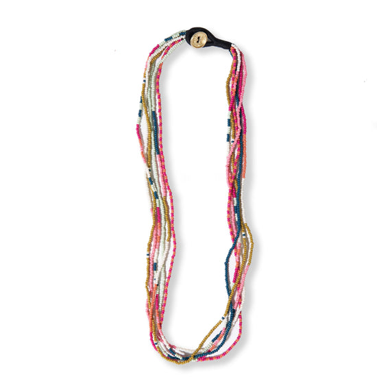 Quinn Stripe and Color Block Beaded Necklace Rainbow Necklace