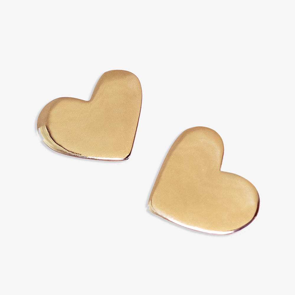 Bella Heart Large Post Earrings Brass