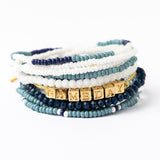 Bracelet Stack Game Day Light Blue + White + Navy Stack