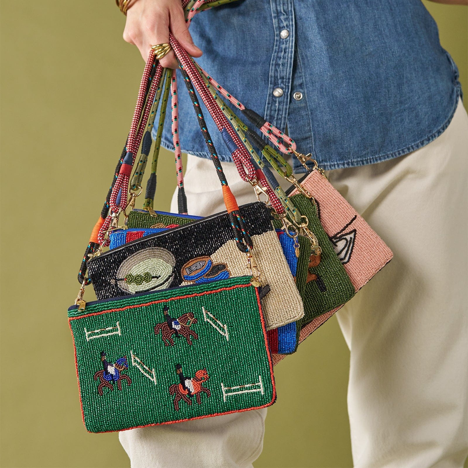 Leila Mahjong Seed Bead Clutch With Strap – INK+ALLOY LLC