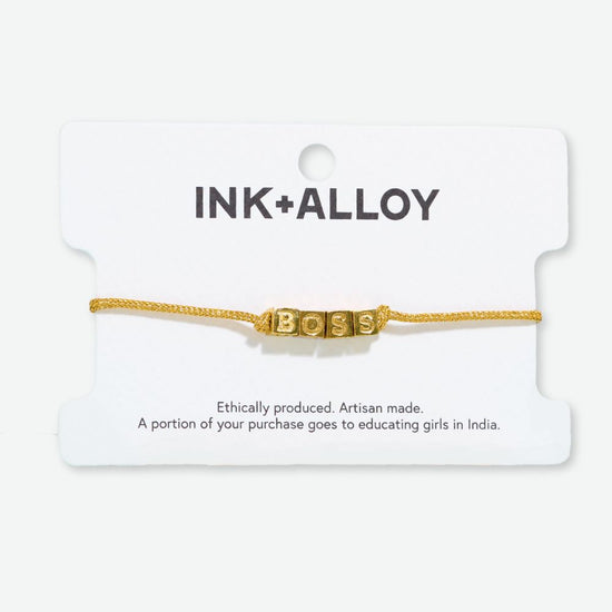 Goldie Gold Lurex Cord With Brass Letters Adjustable Boss