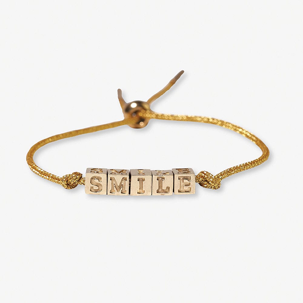 Goldie Gold Lurex Cord With Brass Letters Adjustable Smile