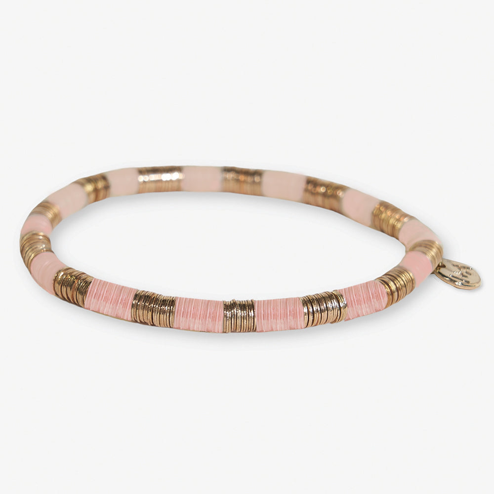 Grace Two Color Stripe Stretch Bracelet Light Pink and Gold