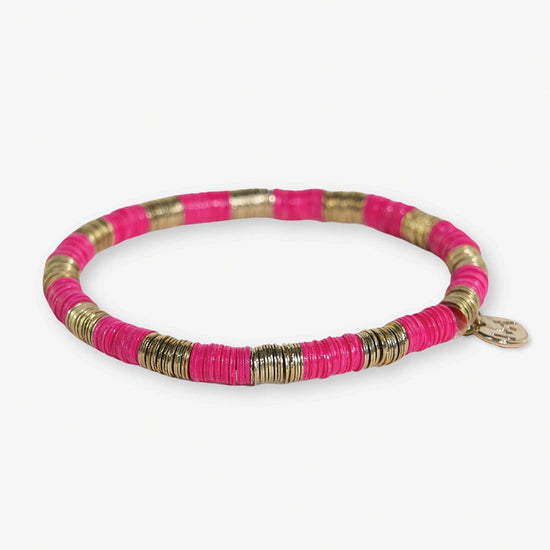 Grace Two-Color Block Sequin Stretch Bracelet Hot Pink and Gold