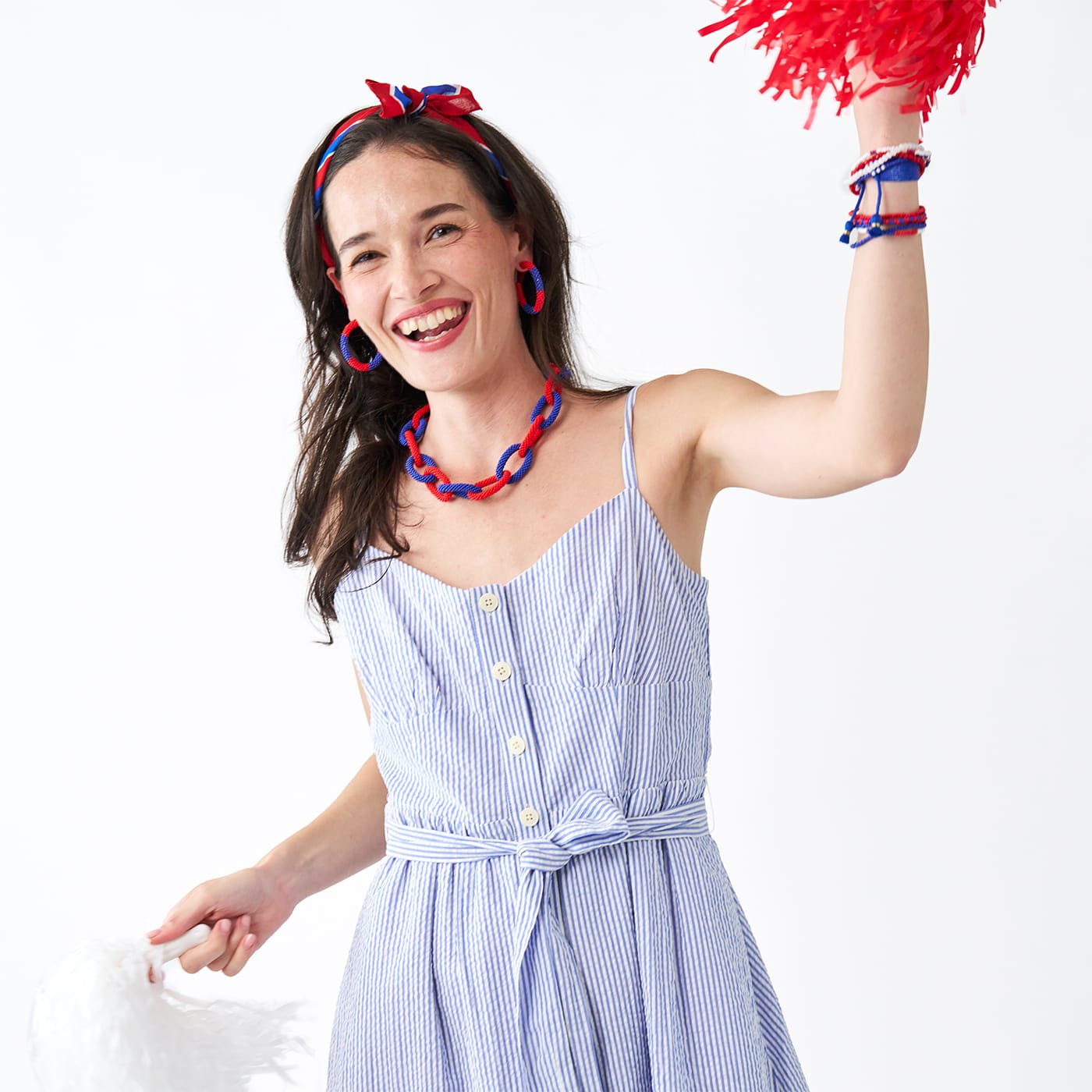 Lola Game Day Confetti Beaded Hair Claw Clip Blue and Orange – INK