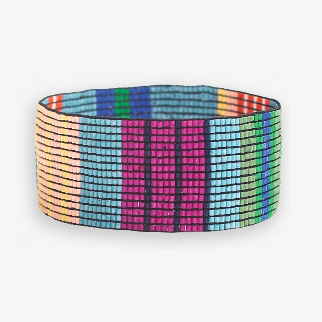 Kenzie Mixed Vertical Colorblock And Stripes Beaded Stretch Bracelet St. Tropez