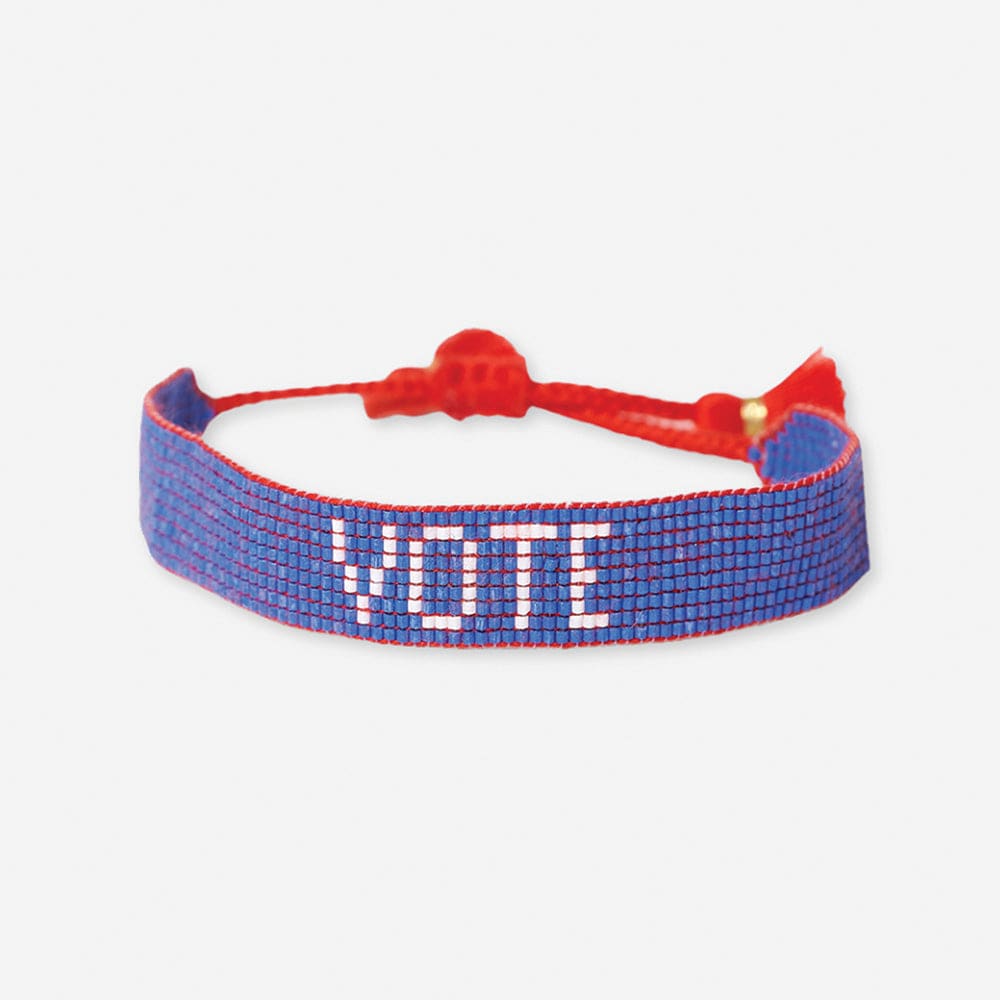 Gabby "Vote" Adjustable Beaded Bracelet Blue