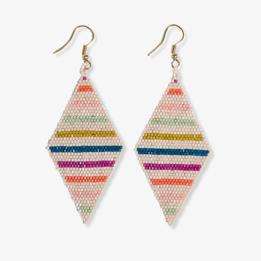 Frida Horizontal Lines Beaded Earrings Rainbow