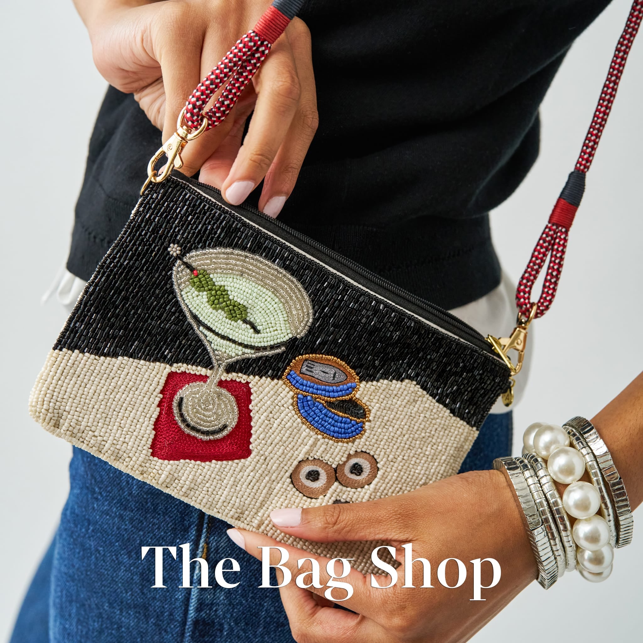 Leila Martini + Caviar Seed Bead Clutch Bag
