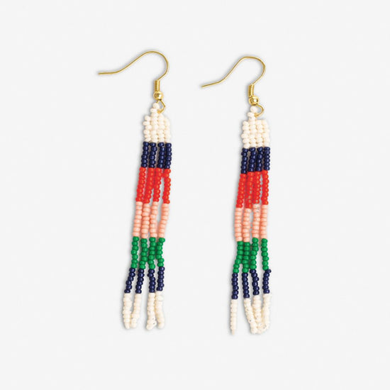 June Colorblock Petite Beaded Fringe Earrings St. Tropez