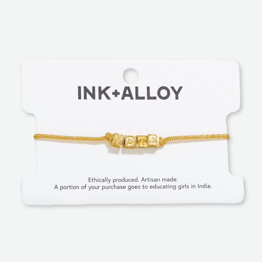 Goldie Gold Lurex Cord With Brass Letters Adjustable VOTE