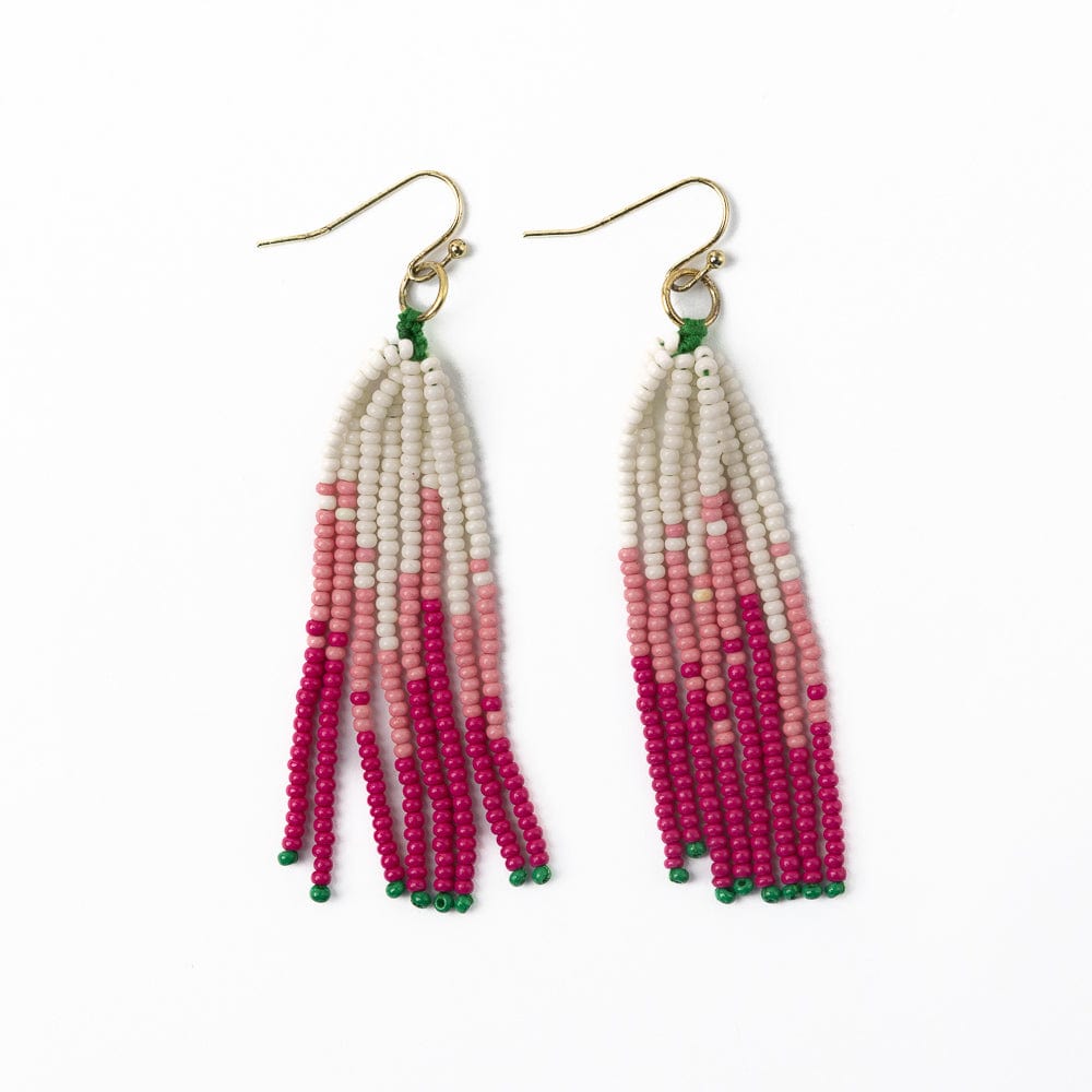 Abbey Tassel Ombre Seed Bead Earring Hot Pink Fringe