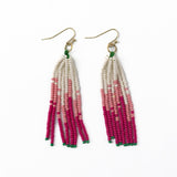 Abbey Tassel Ombre Seed Bead Earring Hot Pink Fringe