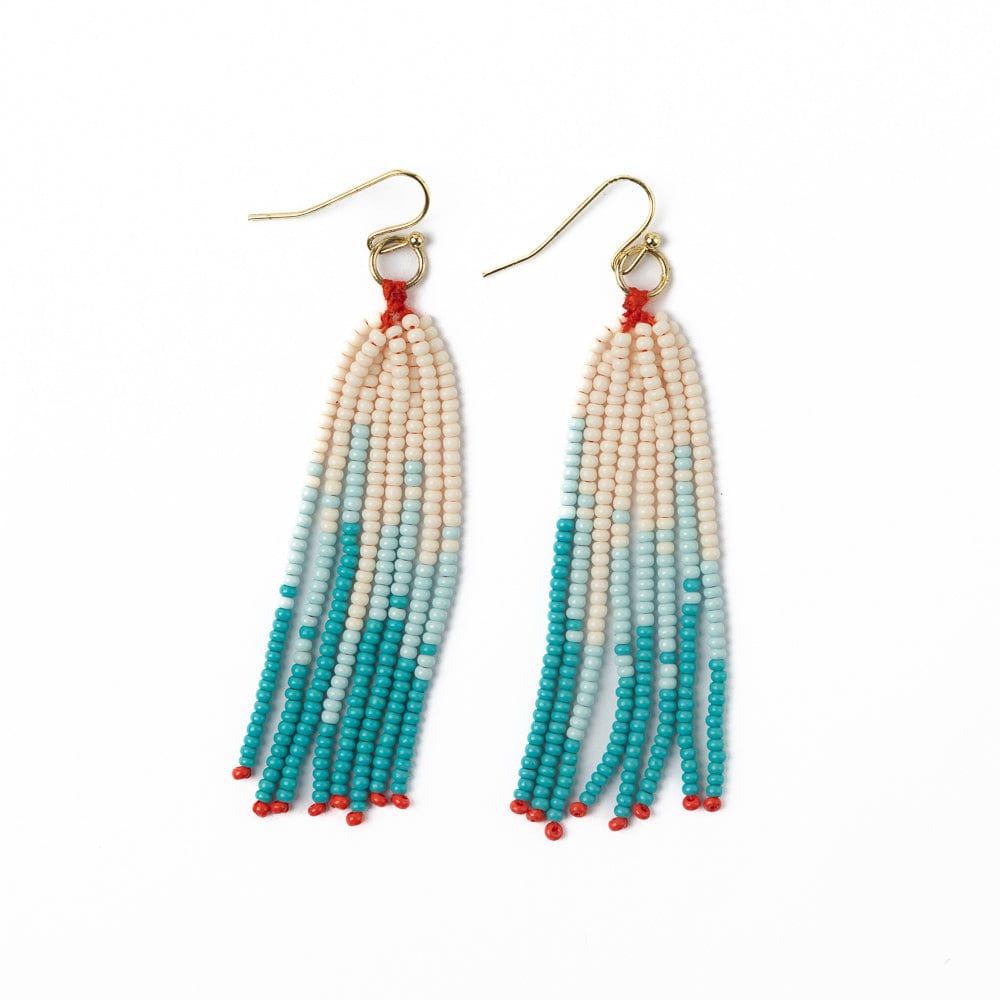 Abbey Tassel Ombre Seed Bead Earring Turquoise Fringe