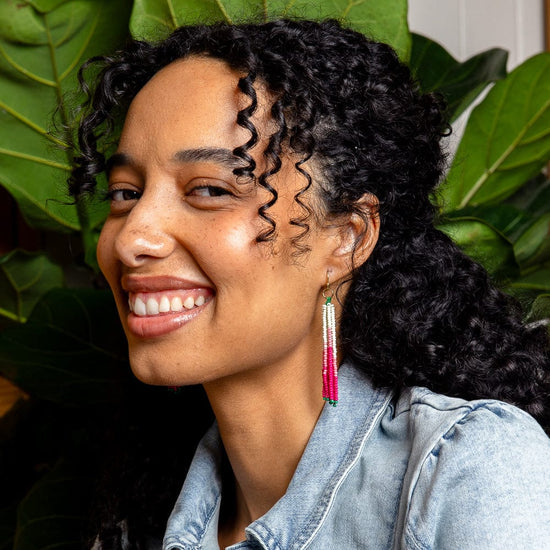 Abbey Tassel Ombre Seed Bead Earring Turquoise Fringe