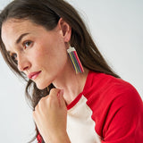 Adaline Alternating Two-Tone Strands Beaded Fringe Earrings Multicolor Fringe