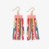 Adaline Mixed Patterns Beaded Fringe Earrings Rainbow
