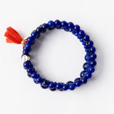 Addison Set Of 3 Stretch Bracelets Glass And Crystal With Bag Lapis Stack