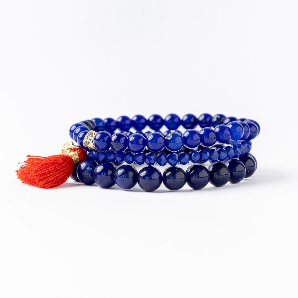 Addison Set Of 3 Stretch Bracelets Glass And Crystal With Bag Lapis Stack
