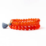 Addison Set Of 3 Stretch Bracelets Glass And Crystal With Bag Orange Stack
