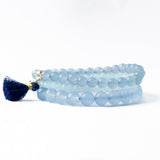 Addison Set Of 3 Stretch Bracelets Glass And Crystal With Bag Sky Blue Stack
