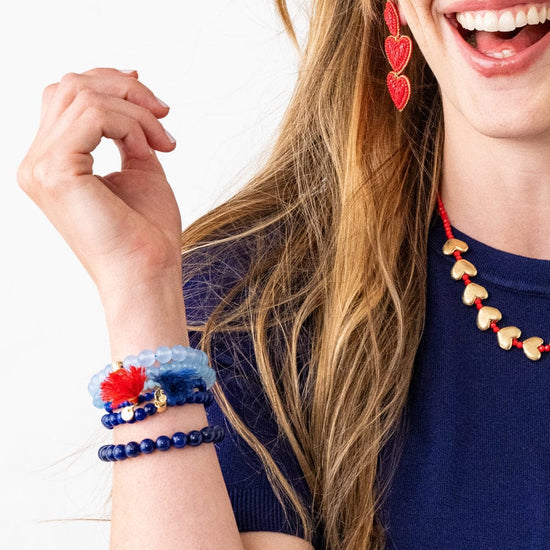 Addison Set Of 3 Stretch Bracelets Glass And Crystal With Bag Sky Blue Stack