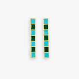 Adele Colorblock Enamel Bar Earrings Green/Light Blue Green/Light Blue DROP