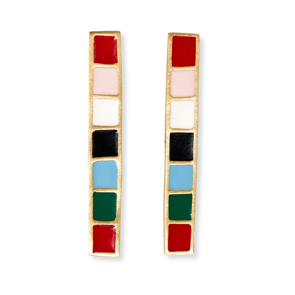 Adele Colorblock Enamel Bar Earrings Multi-Color Multi-Color DROP
