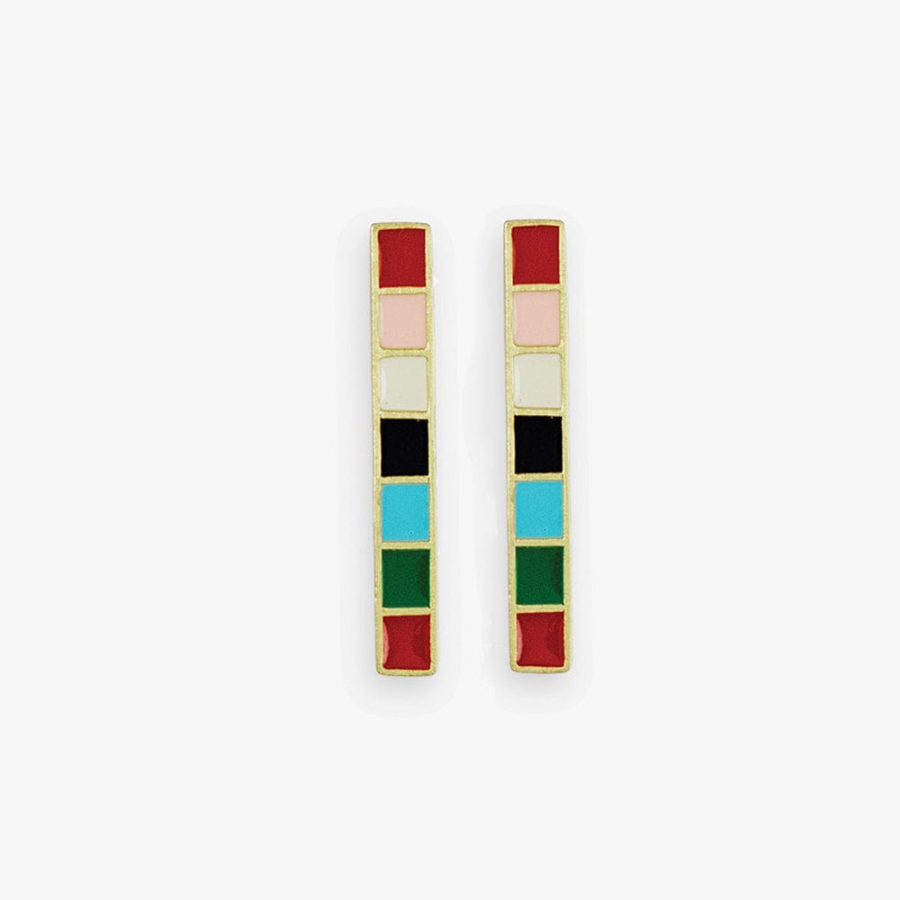 Adele Colorblock Enamel Bar Earrings Multi-Color Multi-Color DROP