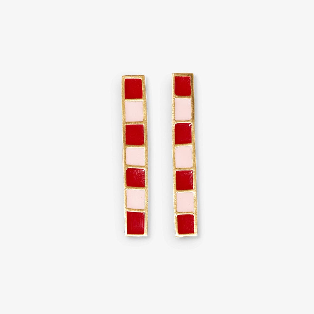 Adele Colorblock Enamel Bar Earrings Red/Blush Red/Blush Drop