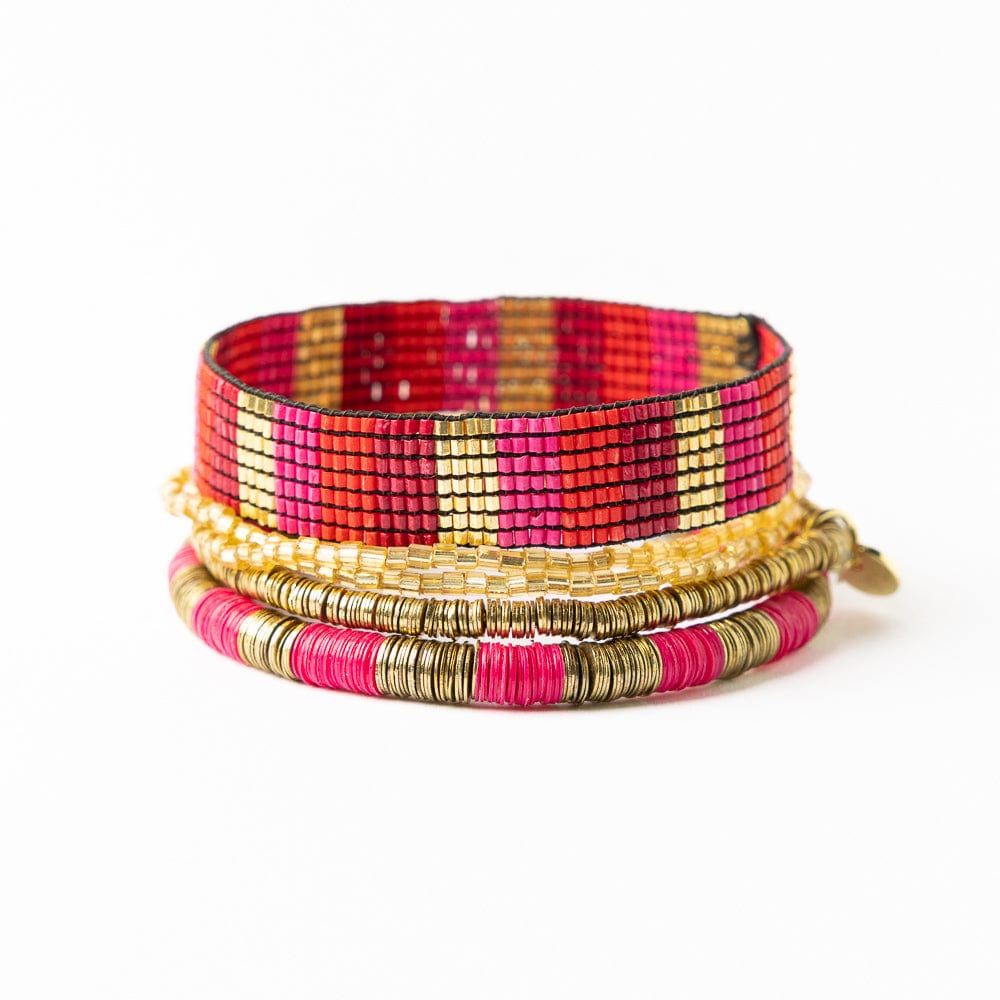 Alex & Grace Bracelet Stack Hot Pink + Gold Stack