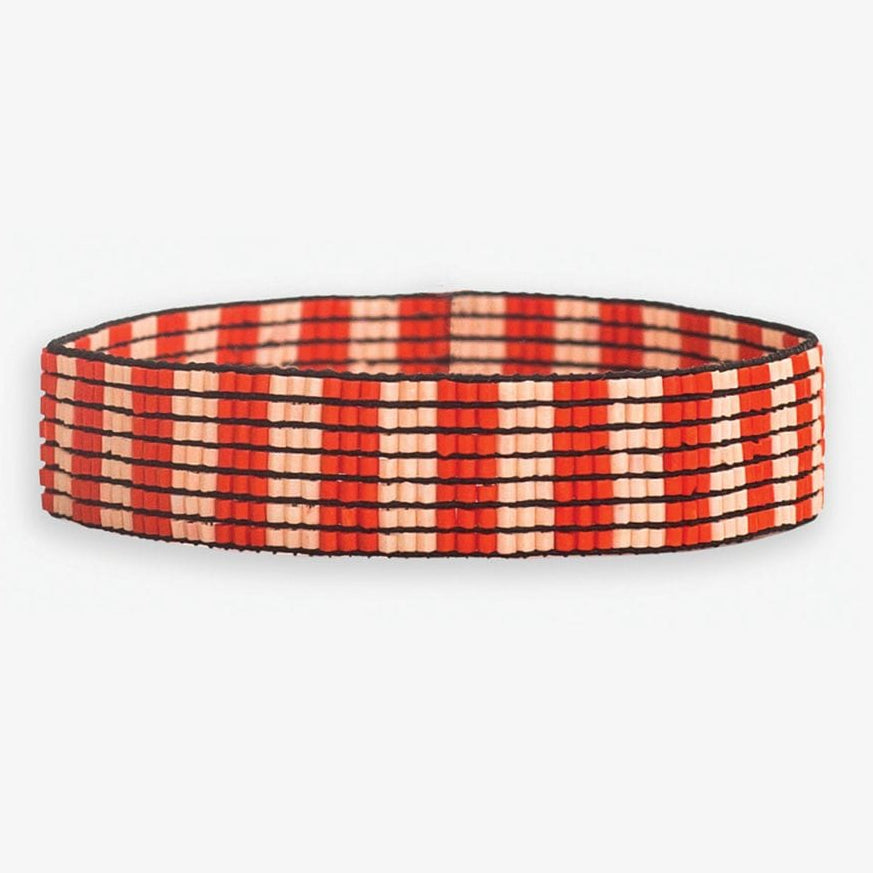 Alex Two-Tone Vertical Stripes Beaded Stretch Bracelet Poppy