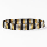 Alex Vertical Stripes Beaded Stretch Bracelet Black Stretch