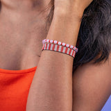 Alex Vertical Stripes Beaded Stretch Bracelet Lapis Coral Stretch