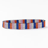 Alex Vertical Stripes Beaded Stretch Bracelet Lapis Coral Stretch