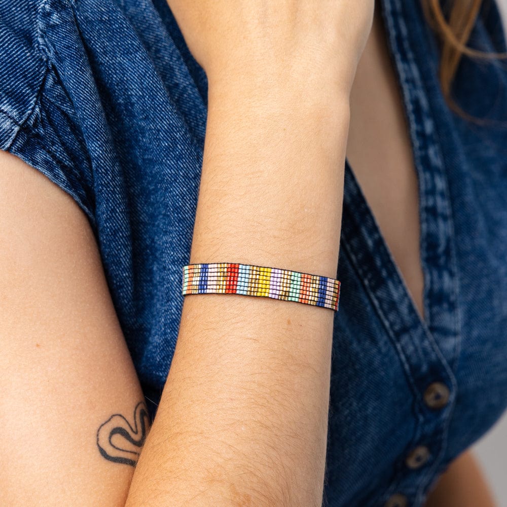 Alex Vertical Stripes Beaded Stretch Bracelet Multi Stretch