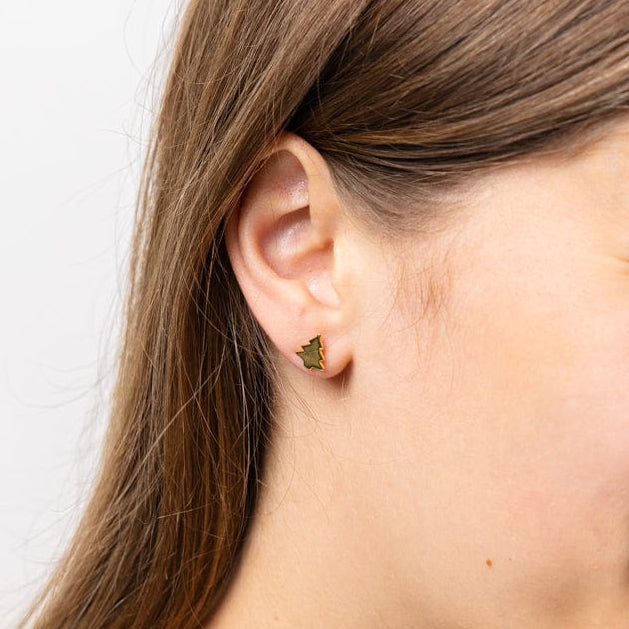 Alice Brass Christmas Tree Post Earrings 18K Stud